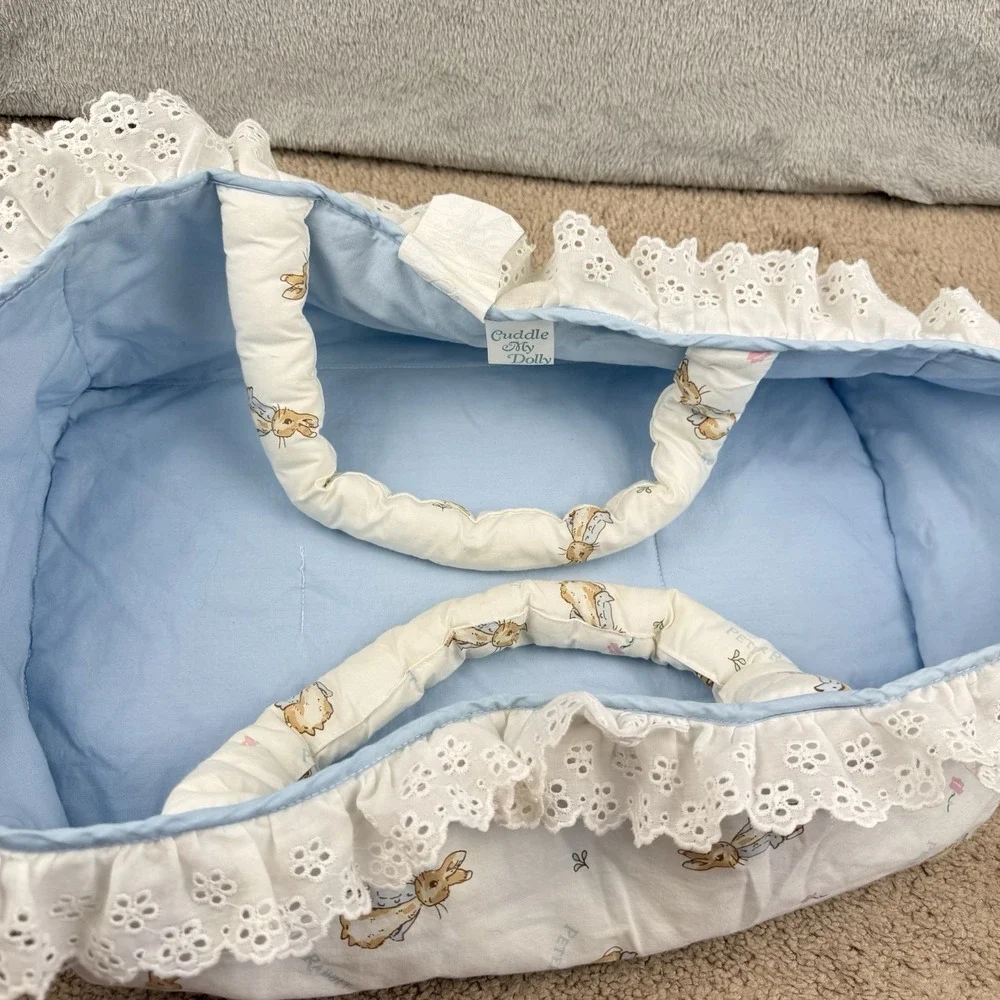 Cuddle My Dolly Peter Rabbit Carrier Lot Of 2 One Bedding Set Vintage 90s